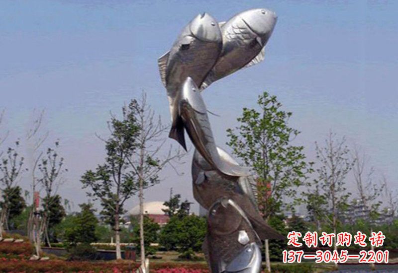 太原不锈钢跳跃的鲤鱼雕塑