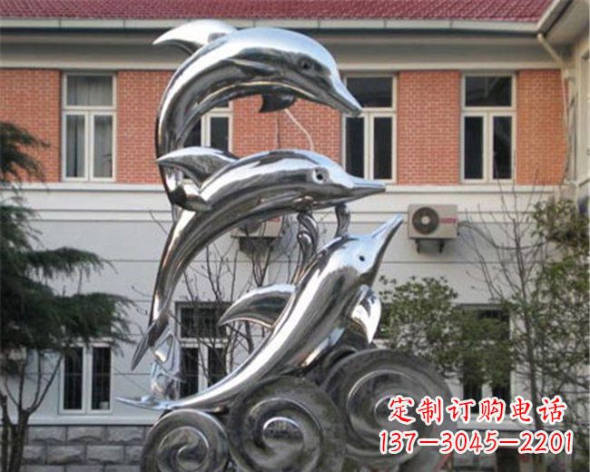 太原不锈钢海豚雕塑跳跃的海洋精灵