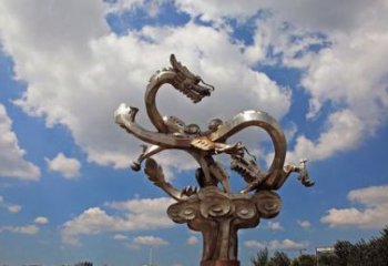 太原不锈钢双龙戏珠雕塑——千古传说的艺术瑰宝