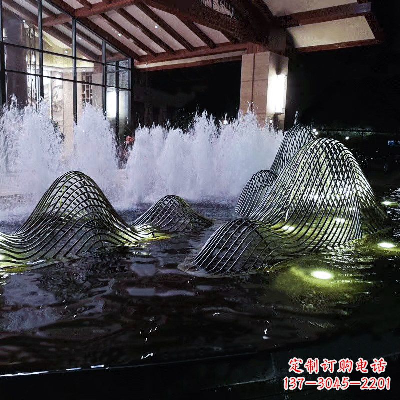 太原不锈钢铁艺水景假山精美雕塑艺术
