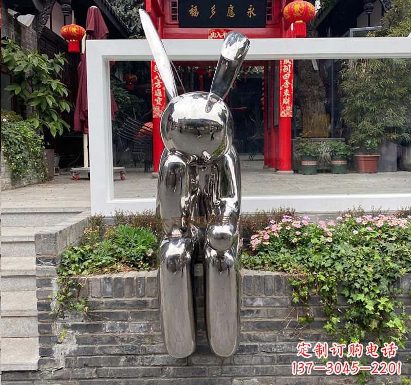 太原不锈钢兔子雕塑精美的艺术作品