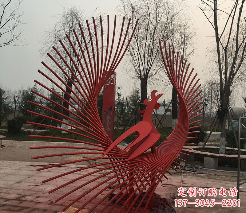 太原不锈钢网状凤凰雕塑精美的艺术之作