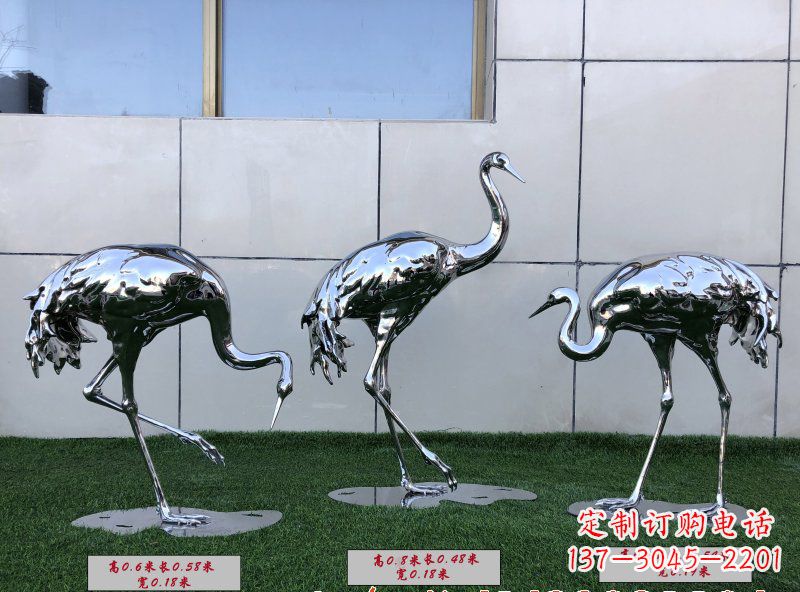 太原不锈钢仙鹤雕塑传承中国古典美感