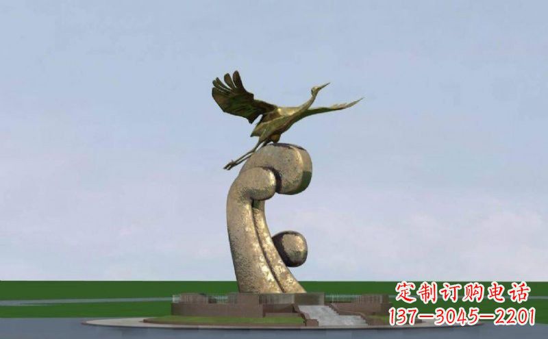 太原不锈钢仙鹤雕塑象征着美丽和宁静