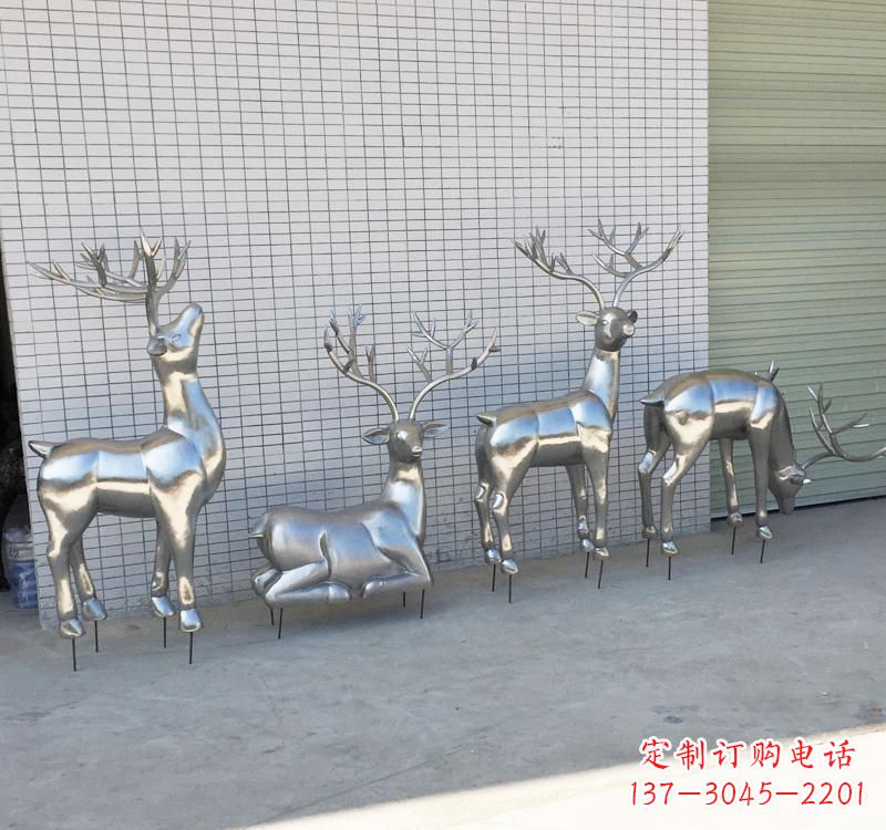 太原不锈钢梅花鹿雕塑传承美丽的自然
