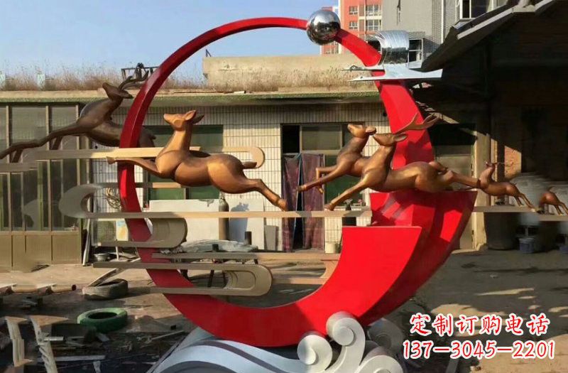 太原不锈钢制作的梅花鹿雕塑