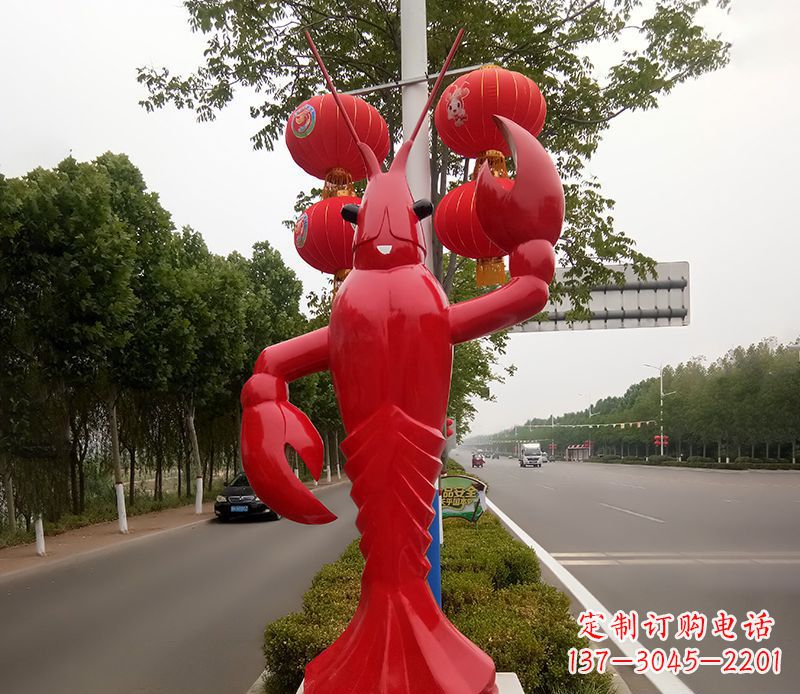 太原不锈钢小龙虾雕塑精美之灵
