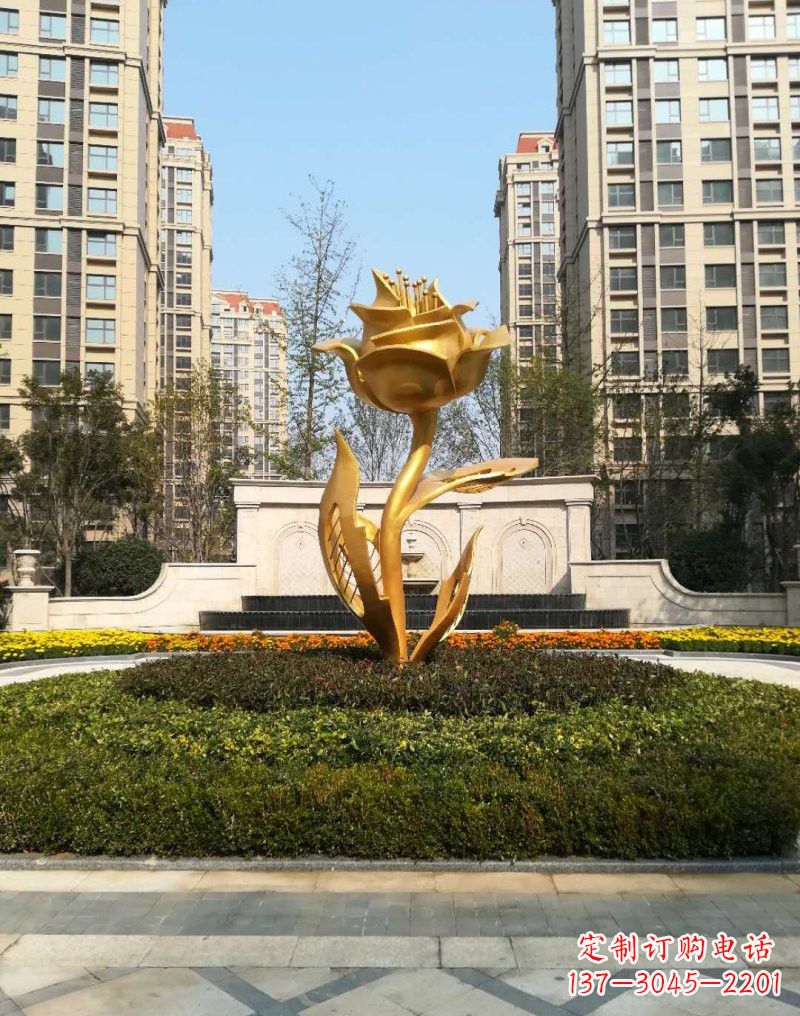 太原不锈钢小区玫瑰花雕塑浓郁情感的视觉体验