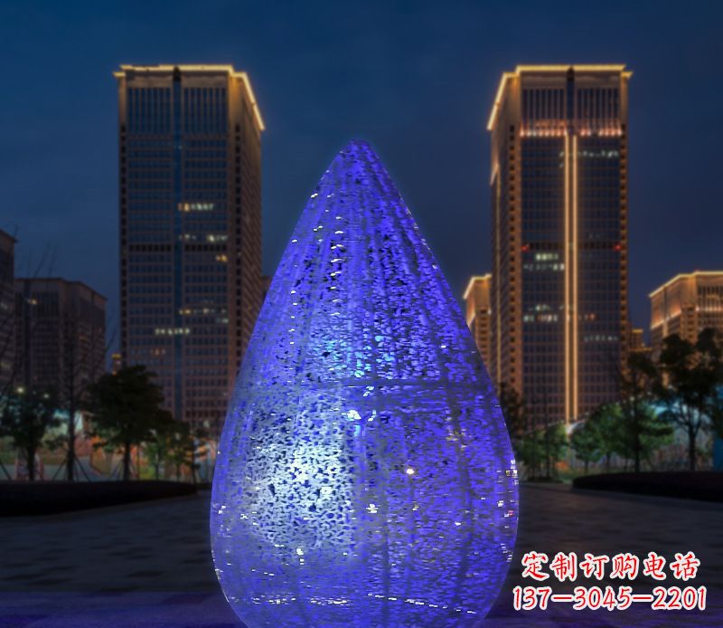 太原不锈钢小区照明美轮美奂的水滴雕塑