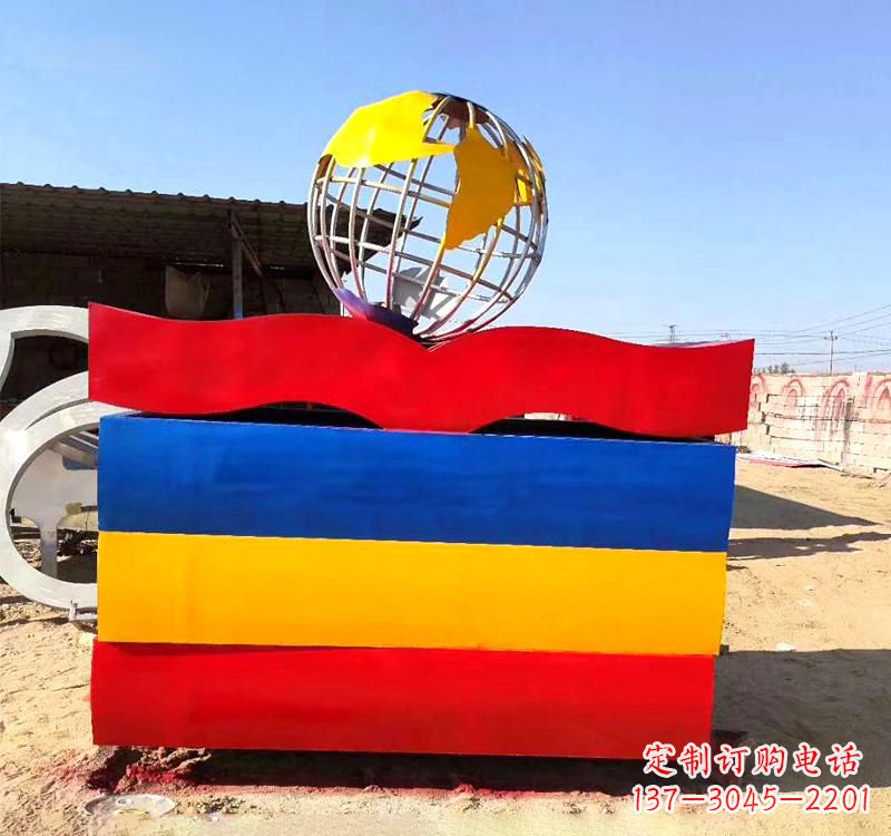太原不锈钢校园地球仪雕塑缅怀地球之美
