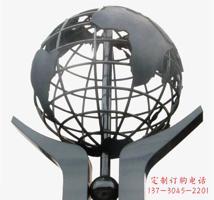 太原象征地球一体的不锈钢校园手托地球雕塑