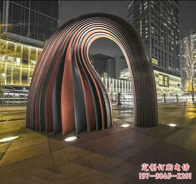 太原不锈钢异形拱门雕塑精致古典风格
