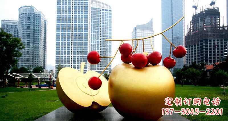 太原不锈钢苹果雕塑,添彩公园景观
