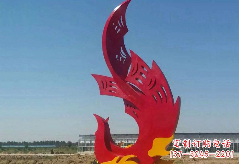 太原凤凰雕塑传承不锈钢园林艺术