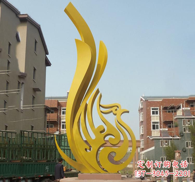 太原静谧的凤凰不锈钢园林雕塑