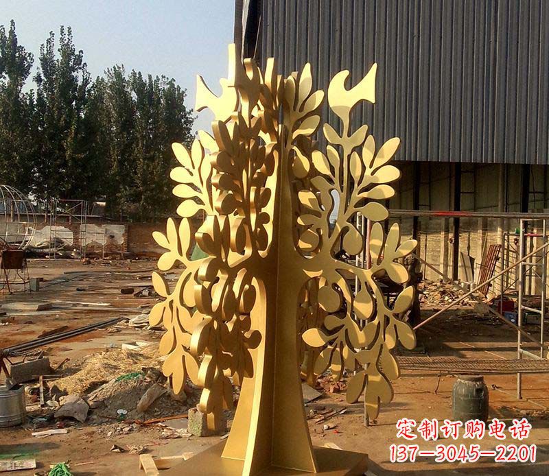 太原不锈钢树叶雕塑艺术的精美表现