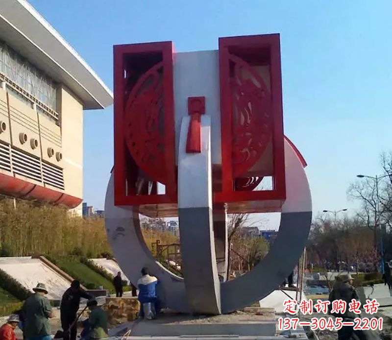 太原不锈钢圆环雕塑象征着永恒的美