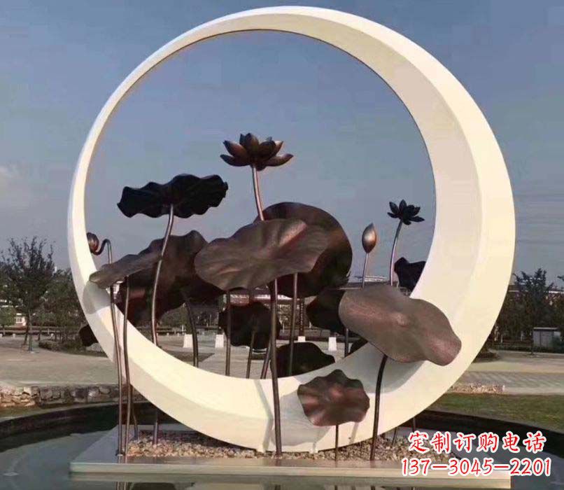 太原环绕荷香不锈钢圆环雕塑