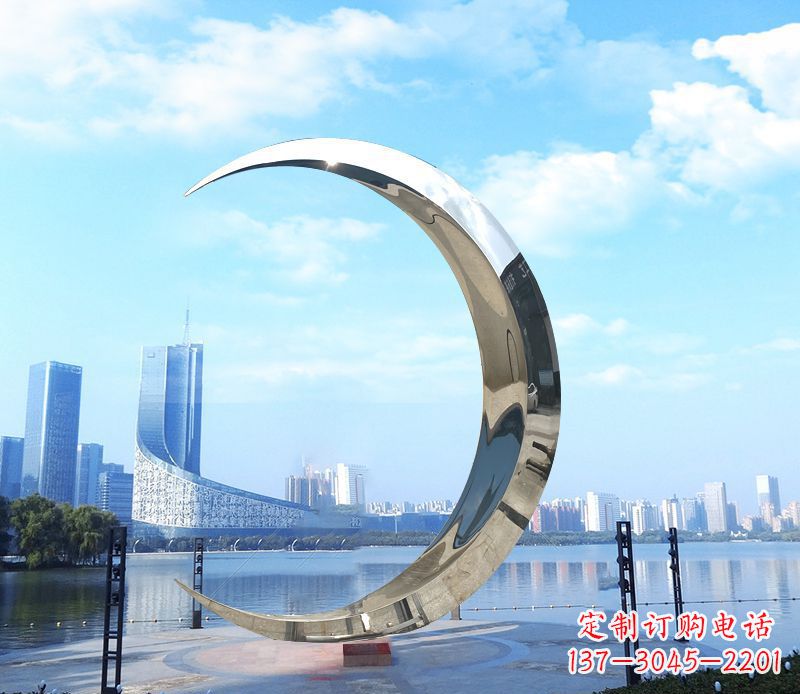 太原不锈钢月亮雕塑象征着美丽的月亮