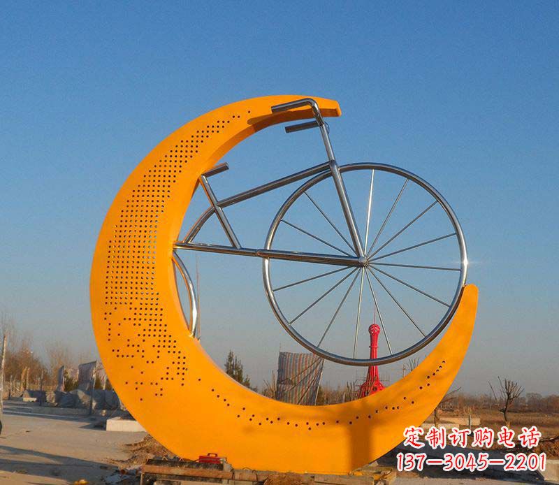 太原不锈钢自行车雕塑一次性看到的艺术经典