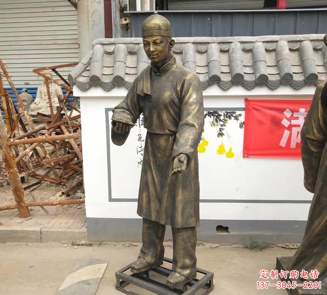 太原传承百年店小二铜雕