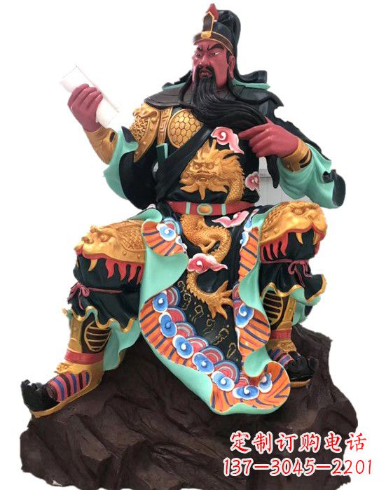 太原关公彩绘铜雕像