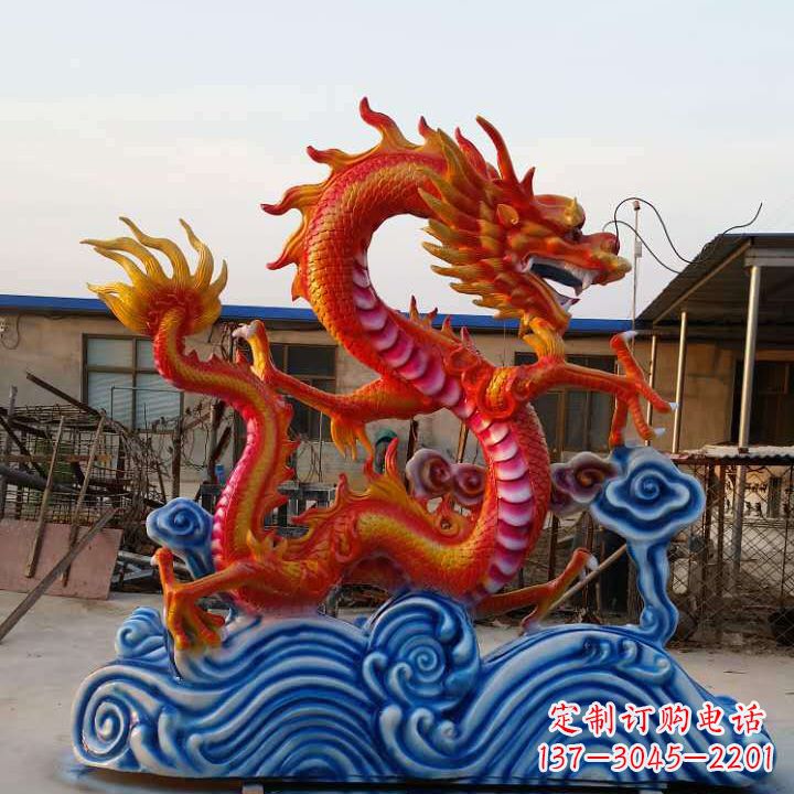 太原彩绘龙神兽动物铜雕