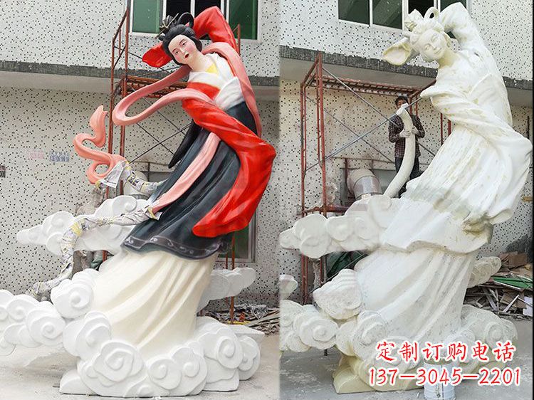 太原神话中的嫦娥玻璃钢彩绘雕塑