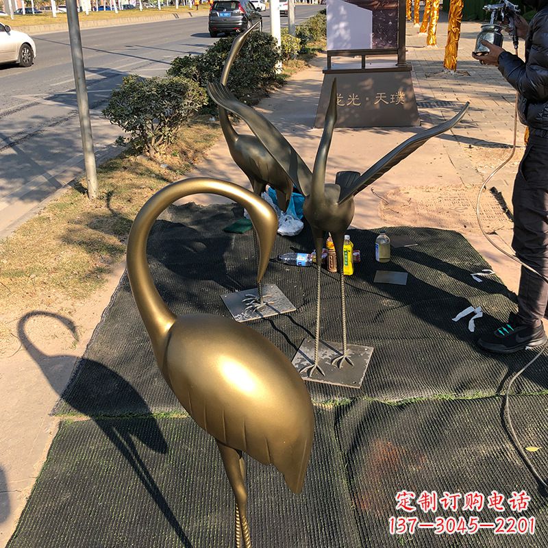 太原成都不锈钢动物鹤雕塑