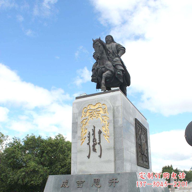 太原成吉思汗广场雕塑-骑马铁木真历史名人景观铜雕塑