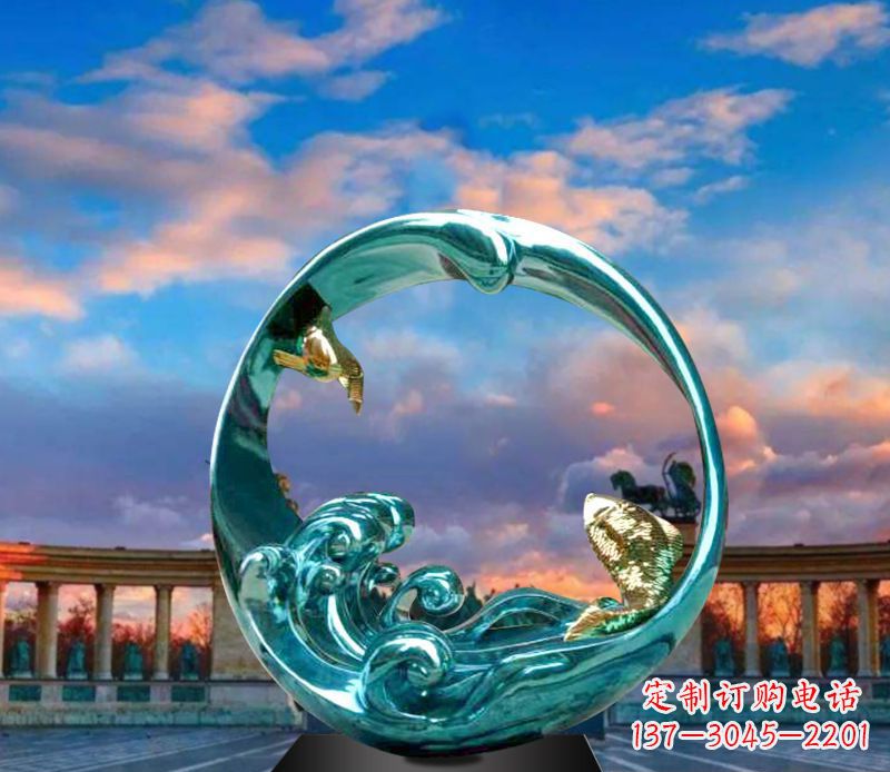 太原城市之环不锈钢彩银雕塑