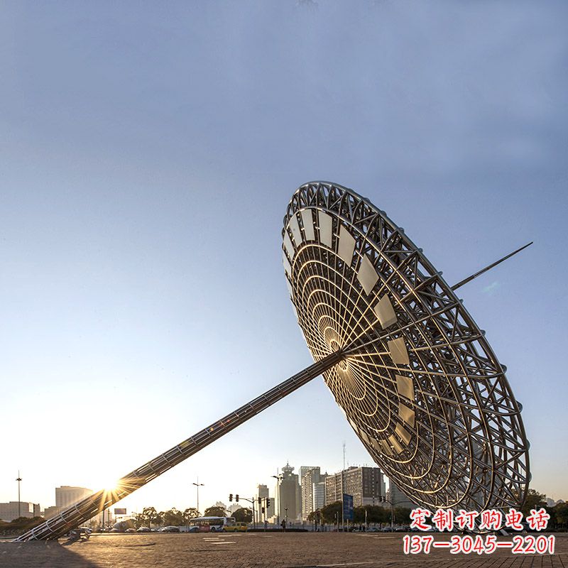 太原引领城市风采的大型不锈钢创意日晷雕塑