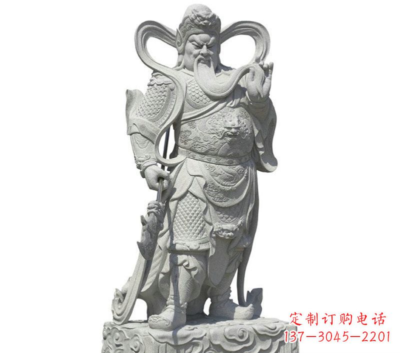 太原持刀关公武财神石雕
