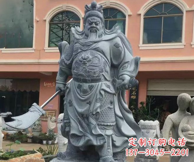 太原持刀武财神关公石雕 (2)