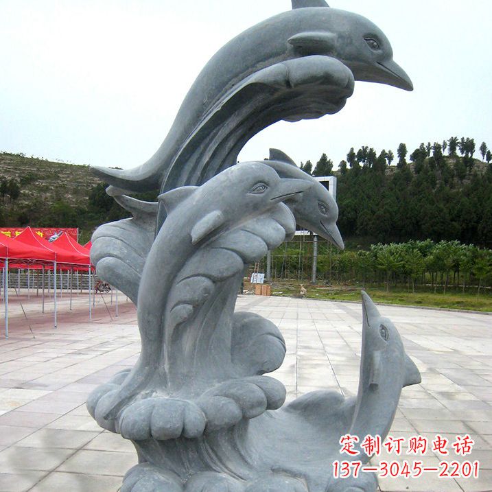 太原冲浪海豚大理石雕塑