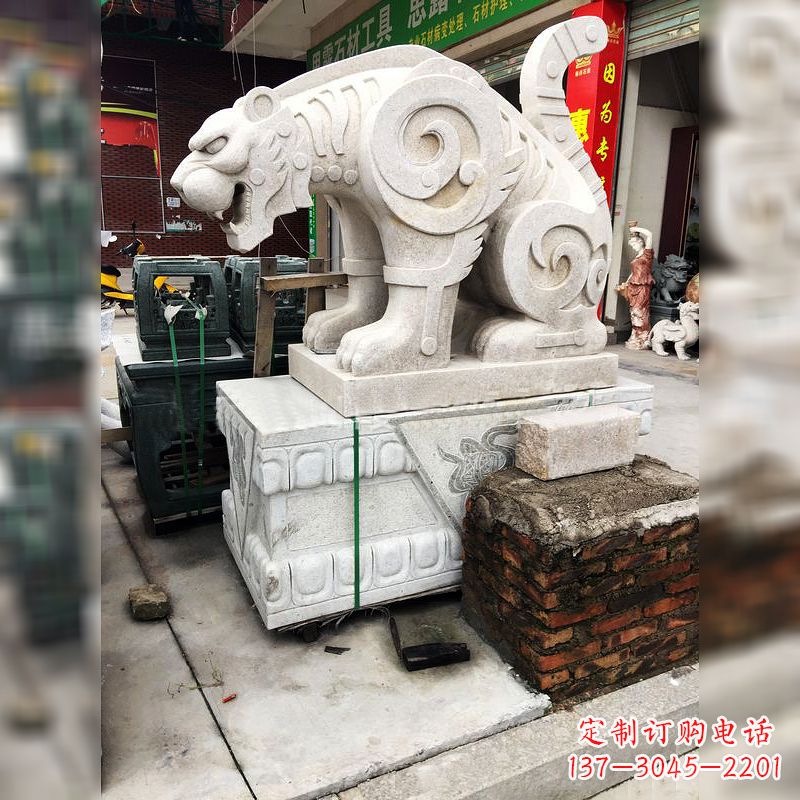 太原抽象豹子石雕-大理石广场大门动物雕塑