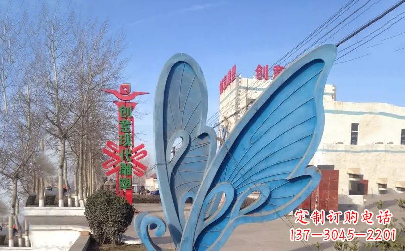 太原抽象不锈钢蝴蝶雕塑把美丽永久定格