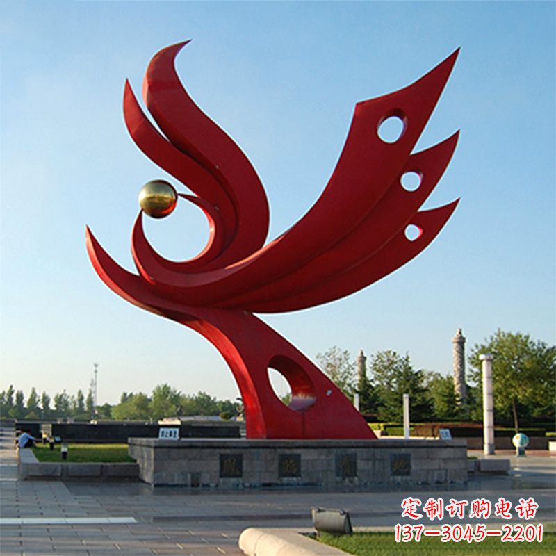 太原精美凤凰雕塑点缀公园园林景观