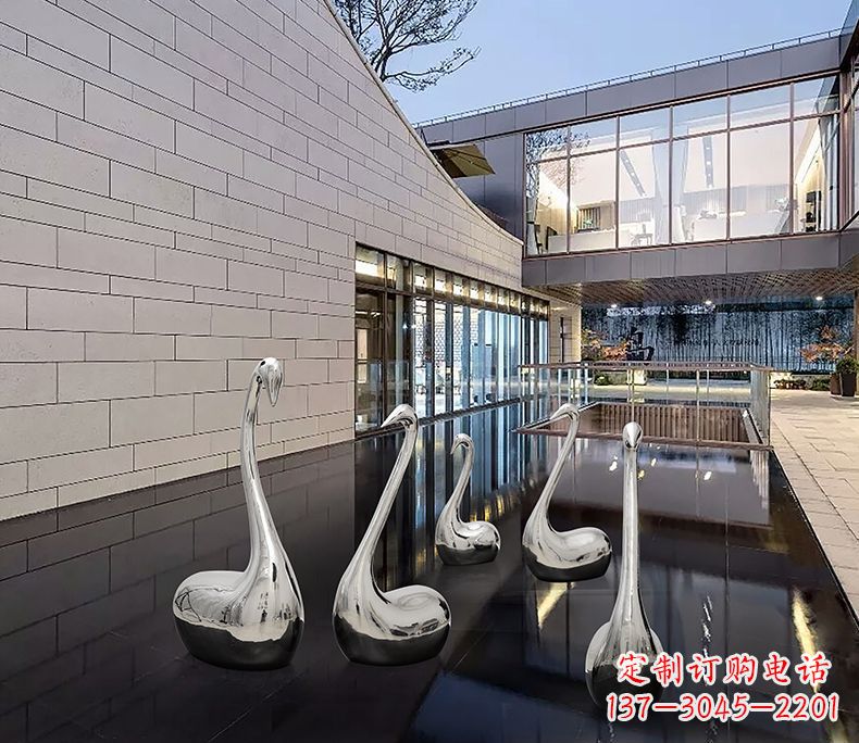 太原质朴无华的不锈钢天鹅雕塑