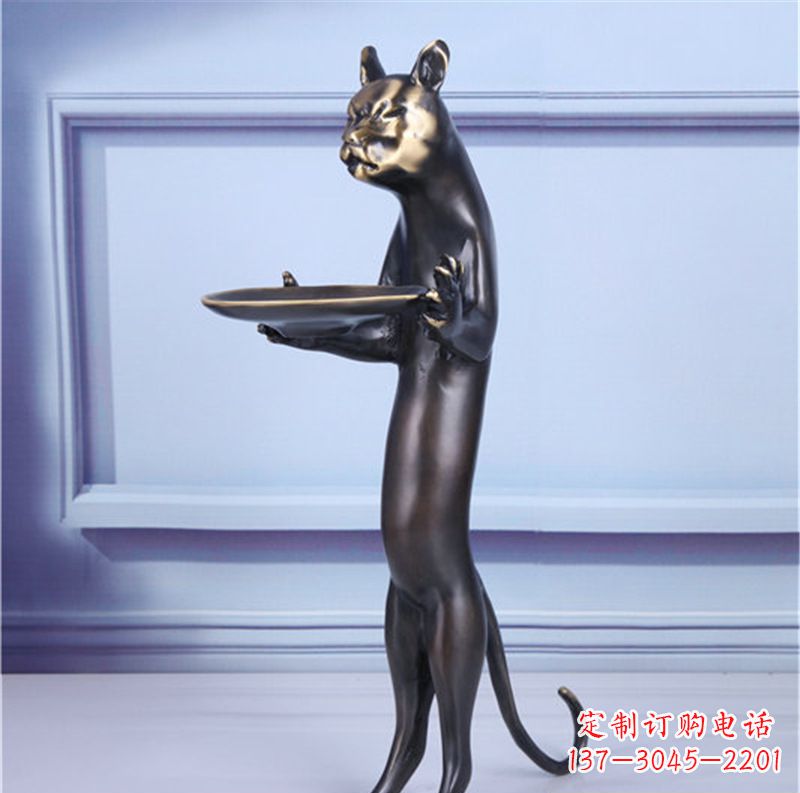 太原抽象动物猫铜雕