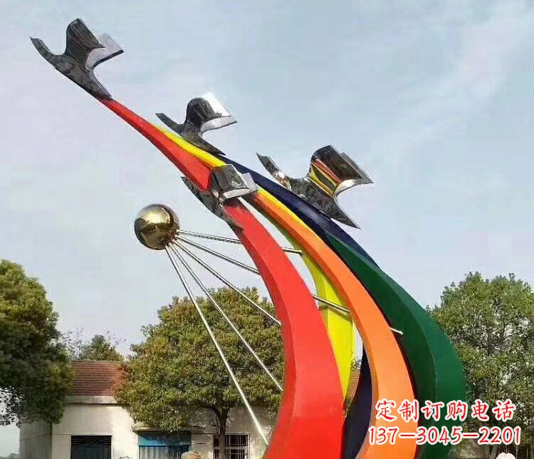太原抽象和平鸽和太阳校园不锈钢雕塑