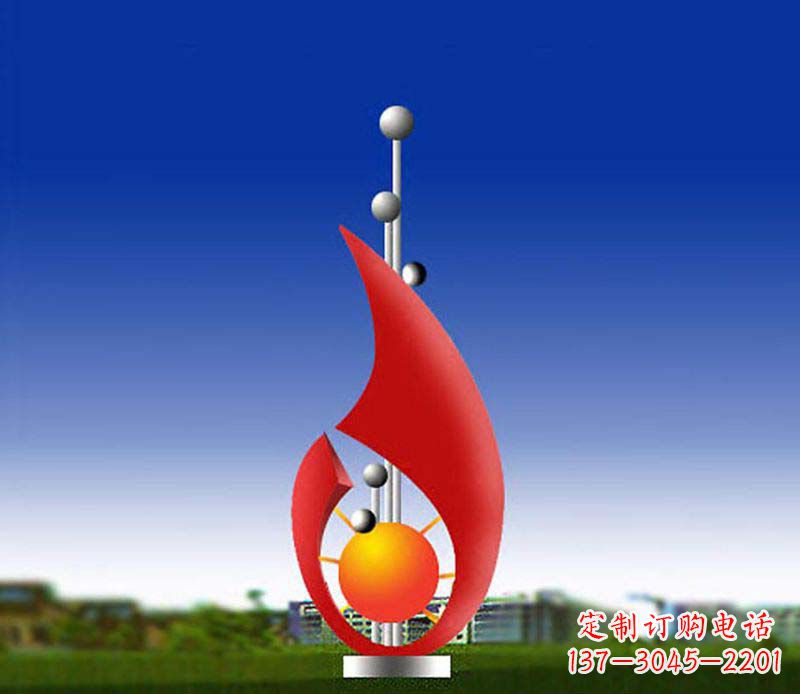 太原抽象红色水滴广场景观雕塑
