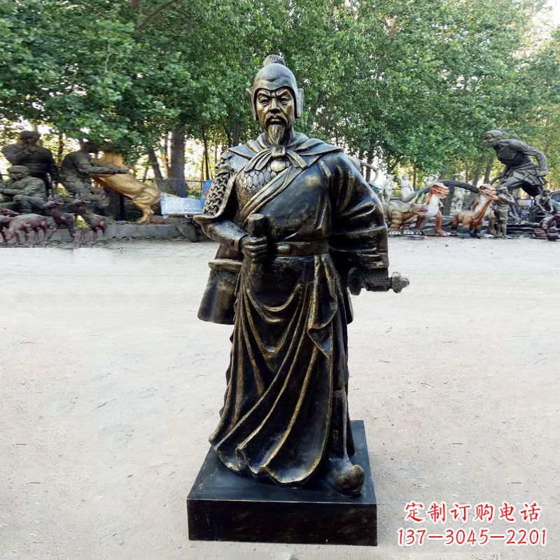 太原初唐名将历史著名人物李靖玻璃钢仿铜雕塑像