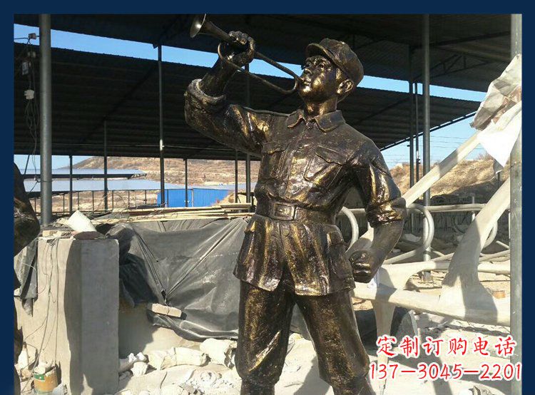 太原冲锋号雕塑永远记住八路军