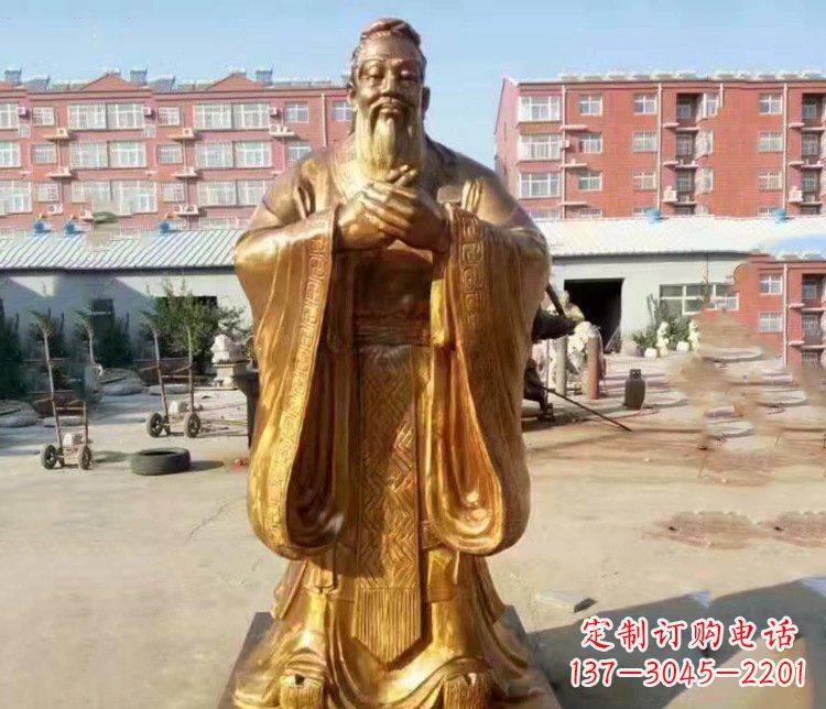 太原纯铜校园古代孔子人物铜雕塑