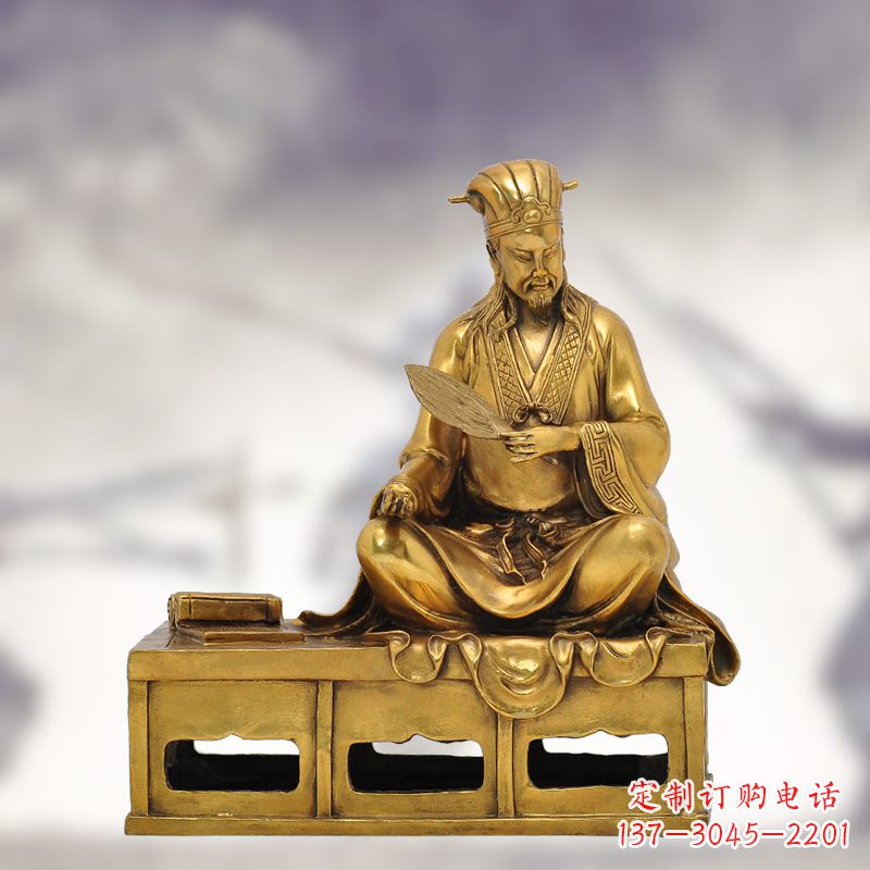 太原纯铜诸葛亮雕塑象征中国智慧