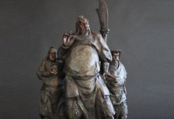 太原持刀关公招财玻璃钢仿铜雕塑 (2)