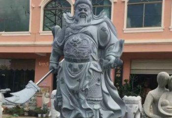 太原持刀武财神关公石雕 (2)