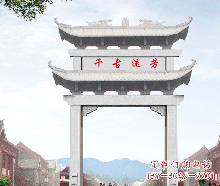 太原石雕牌坊一座传承传统的精美雕塑