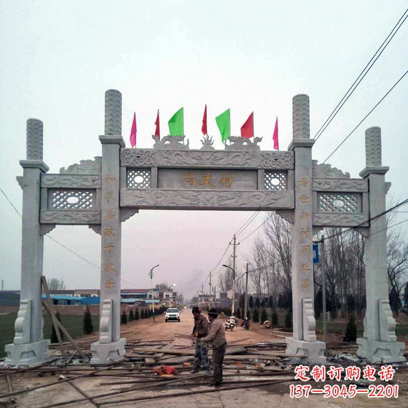 太原传承古老石牌坊雕塑